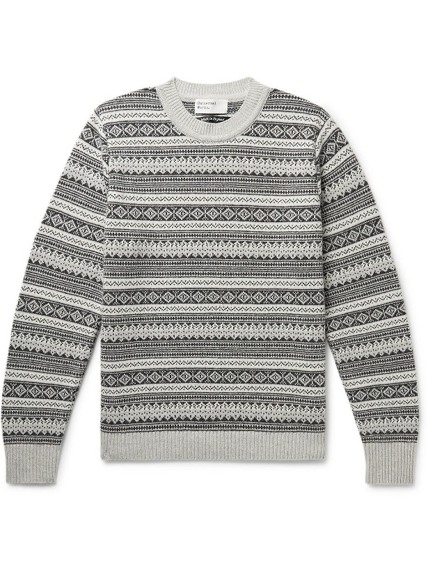Photo: Universal Works - Fair Isle Wool-Blend Sweater - Gray