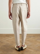 Dolce&Gabbana - Straight-Leg Pleated Linen Trousers - Neutrals