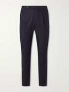 De Petrillo - Straight-Leg Pleated Virgin Wool Trousers - Blue