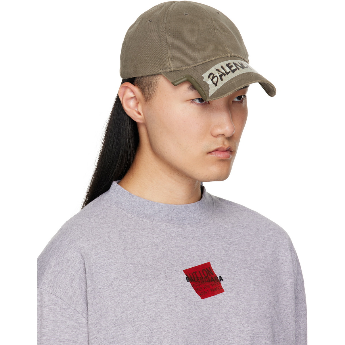 Balenciaga Khaki Masking Tape Cap