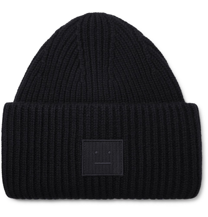 Photo: Acne Studios - Logo-Appliquéd Ribbed Wool Beanie - Black