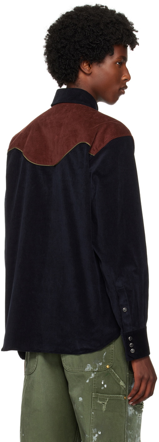 kolor Navy & Brown Western Shirt