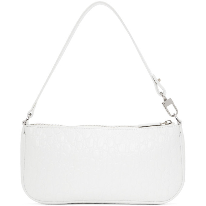 BY FAR White Croc Rachel Bag