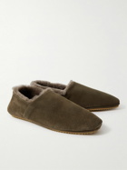 Mr P. - Babouche Shearling-Lined Suede Slippers - Green