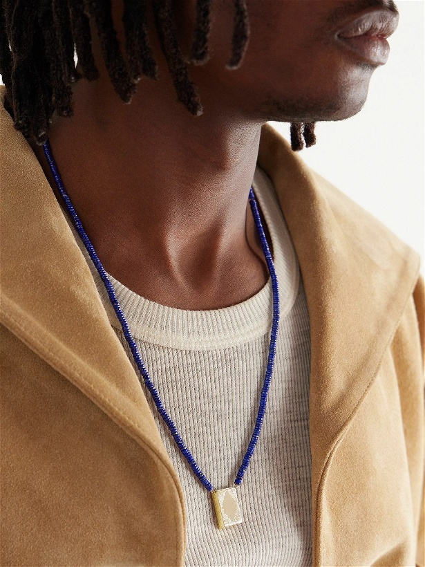 Photo: Jacquie Aiche - Prayer Box 14-Karat Gold Lapis Lazuli Beaded Necklace