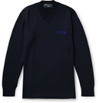 Comme des Garçons HOMME - Logo-Embroidered Wool and Cotton-Blend Sweater - Blue