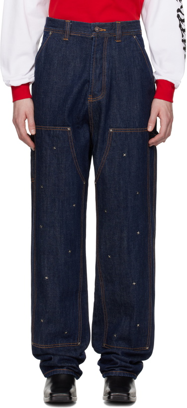 Photo: KUSIKOHC Navy Workwear Multi Rivet Jeans