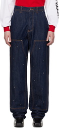 KUSIKOHC Navy Workwear Multi Rivet Jeans