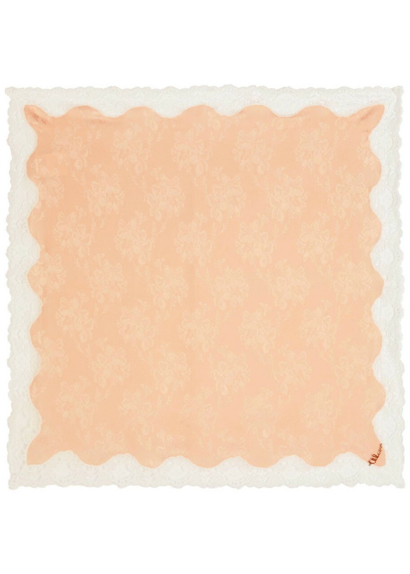 Photo: Chloe Romantic Lace-trimmed Silk-jacquard Scarf - Pink - One Size