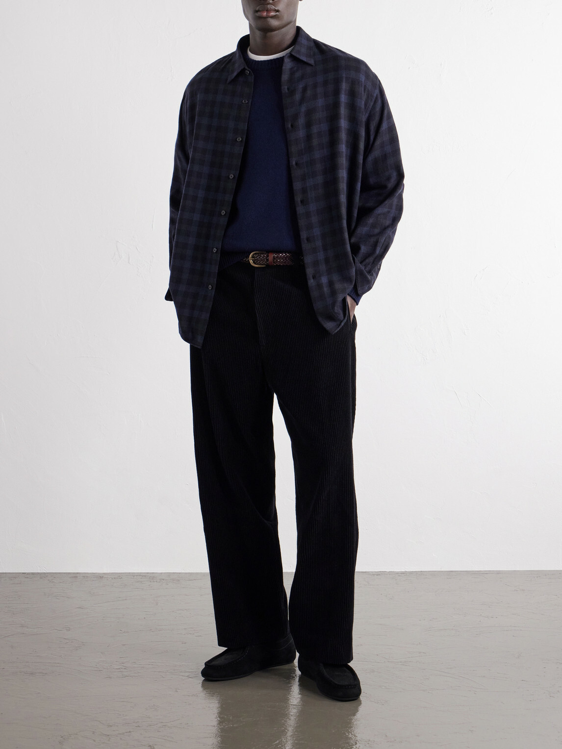 A.PRESSE - Checked Wool-Flannel Shirt - Blue