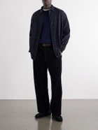 A.PRESSE - Checked Wool-Flannel Shirt - Blue