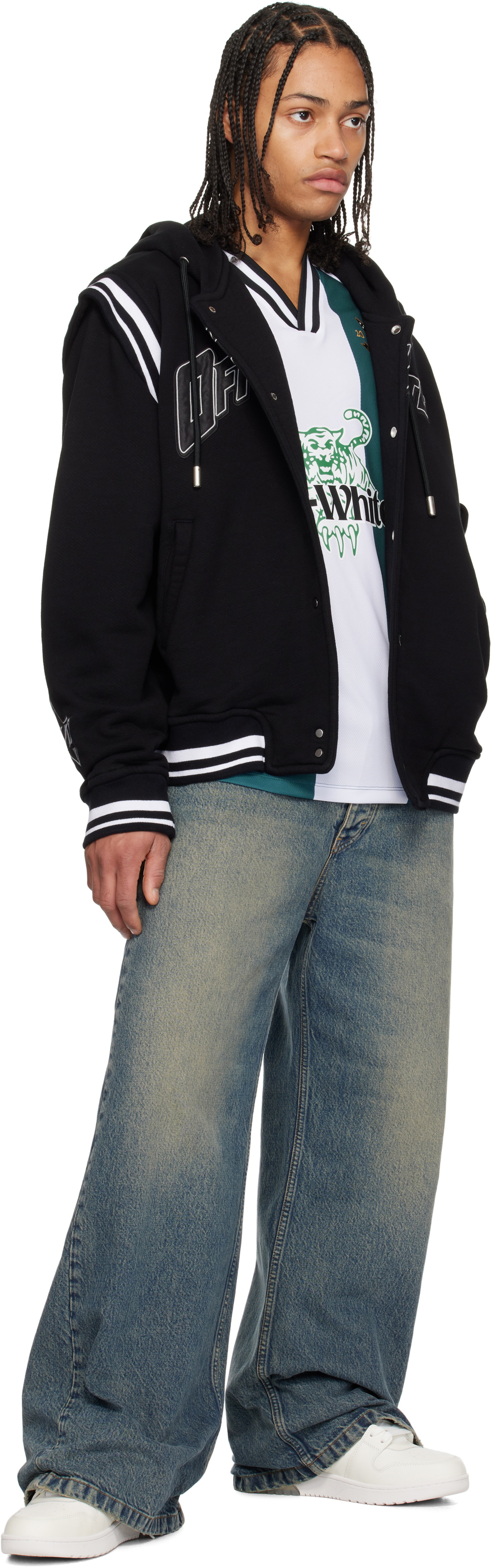 Off-White Black Fleece 00 Varsity Bomber Jacket