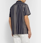 Mr P. - Camp-Collar Striped Twill Shirt - Blue