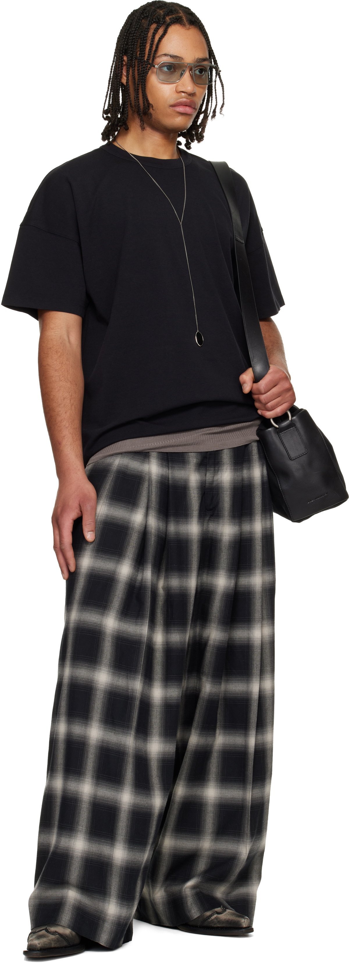 LU'U DAN Gray Triple Pleat Trousers