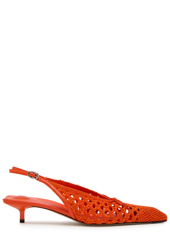 Photo: Jacquemus Les Slingbacks Cubisto 35 Leather Slingback Pumps