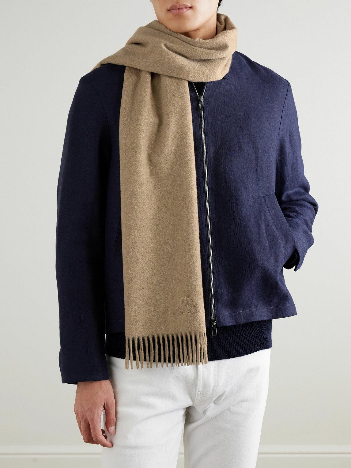 Loro Piana - Logo-Embroidered Fringed Cashmere Scarf