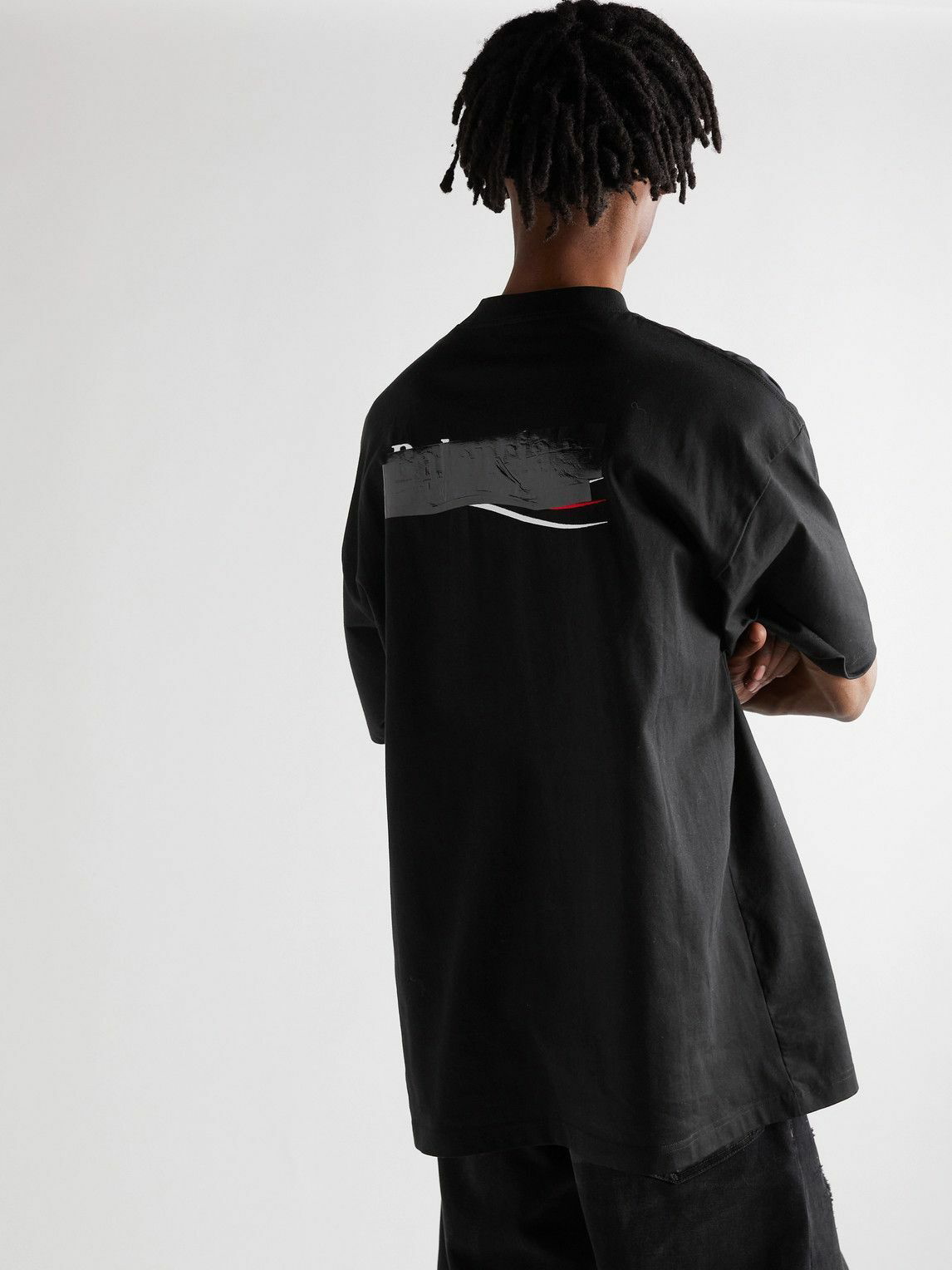 BALENCIAGA Oversized Logo-Embroidered Cotton-Jersey T-Shirt for