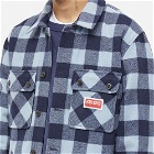 Kenzo Men's Check Wool Overshirt in Sky Blue