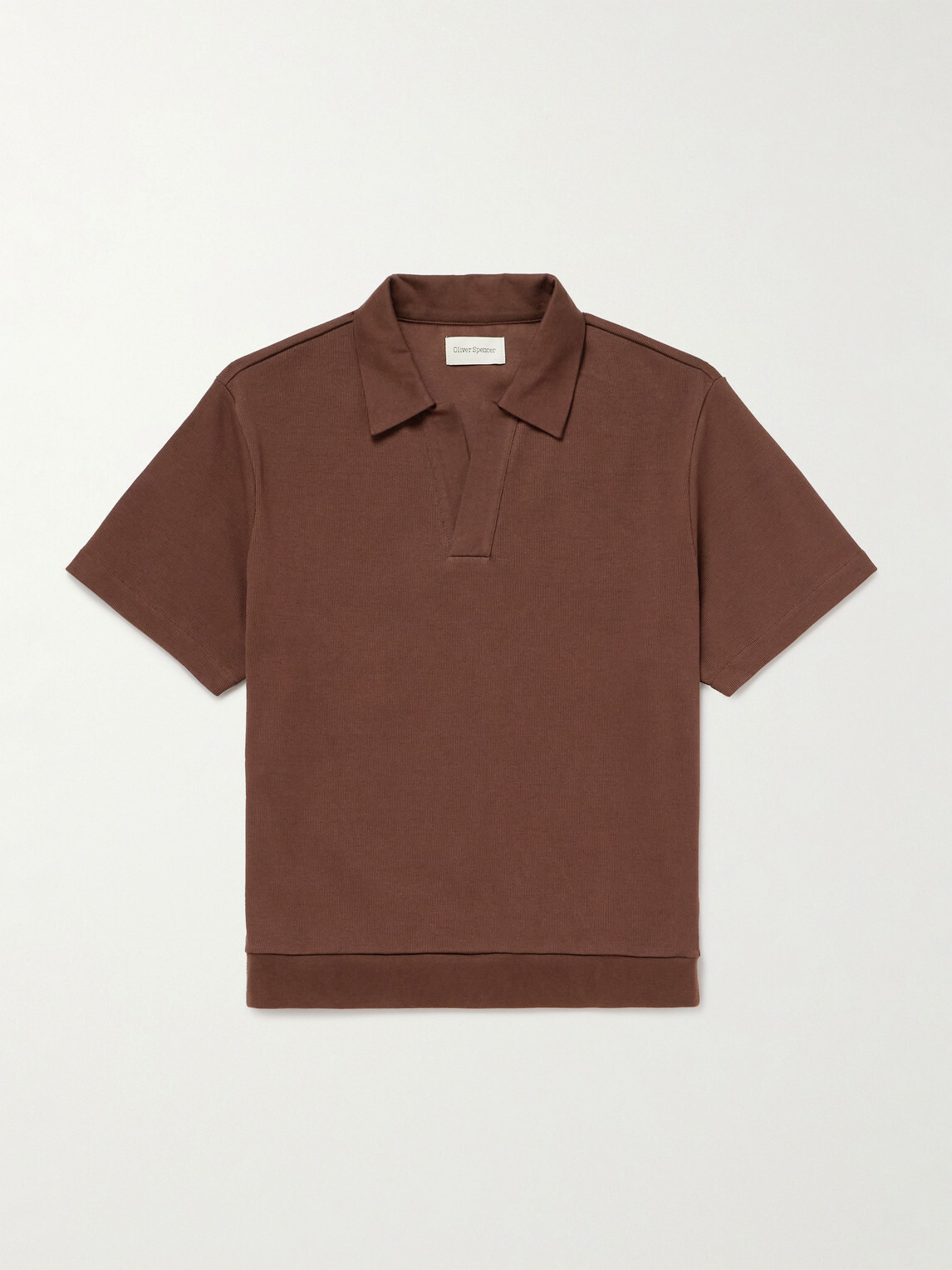 Oliver Spencer - Westcott Ribbed Organic Cotton Polo Shirt - Brown