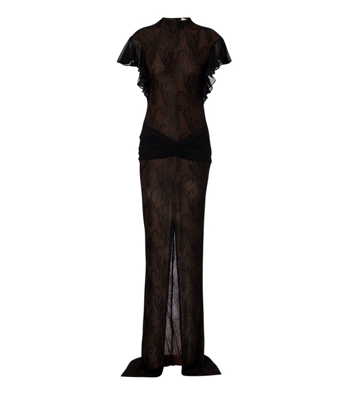 Photo: De La Vali Omero ruched lace maxi dress
