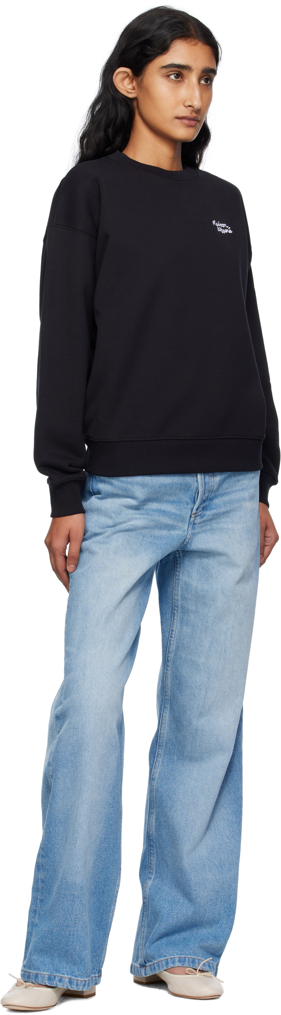 Maison Kitsuné Black 'Maison Kitsuné' Handwriting Comfort Sweatshirt