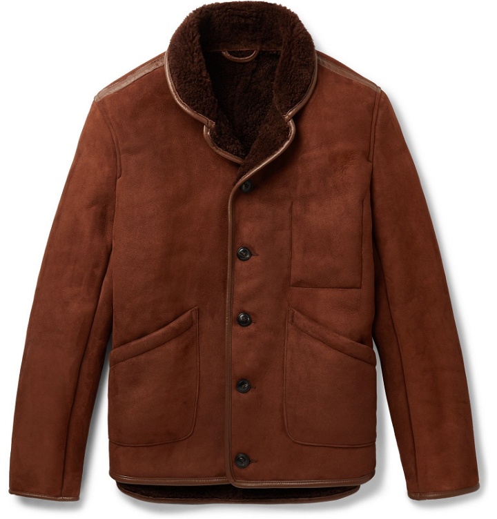 Photo: YMC - Leather-Trimmed Shearling Jacket - Brown