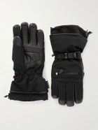 Moncler Grenoble - Leather-Trimmed Shell Ski Gloves - Black