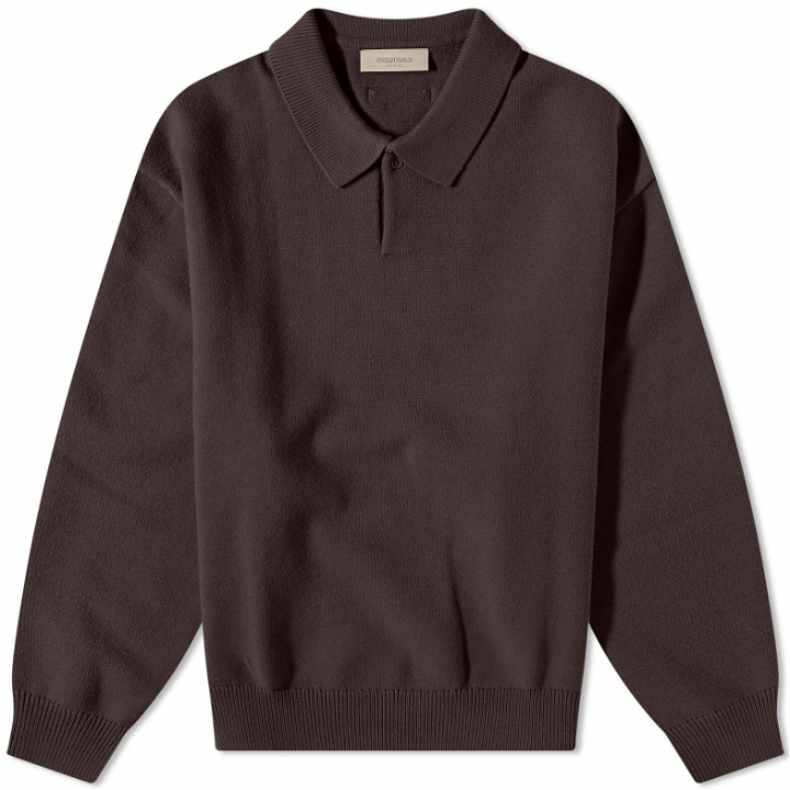 Photo: Fear of God ESSENTIALS Men's Knitted Polo Shirt in Plum