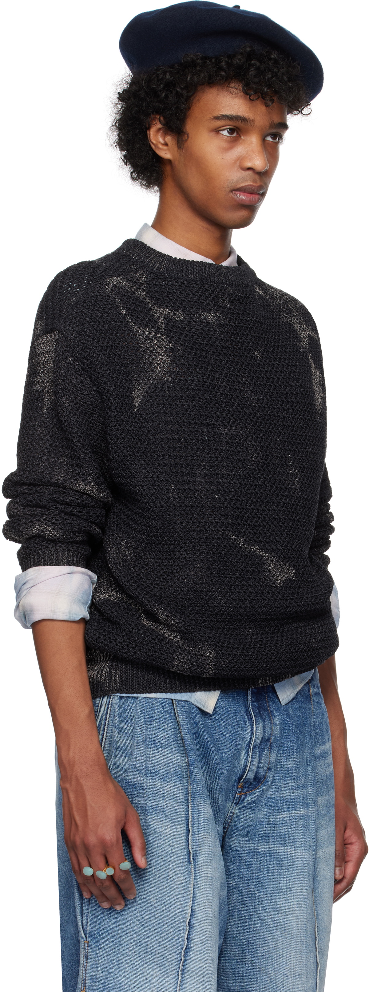 Khoki Navy Hand-Dyed Knit Sweater