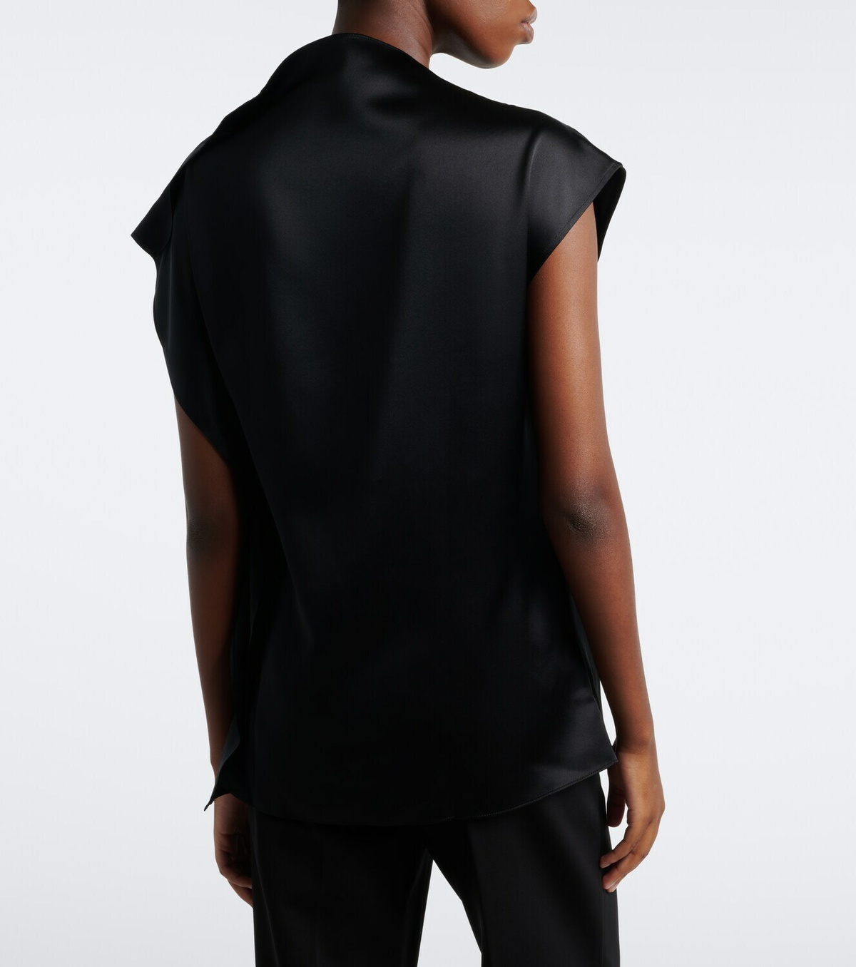 Sportmax Ruffled silk satin top