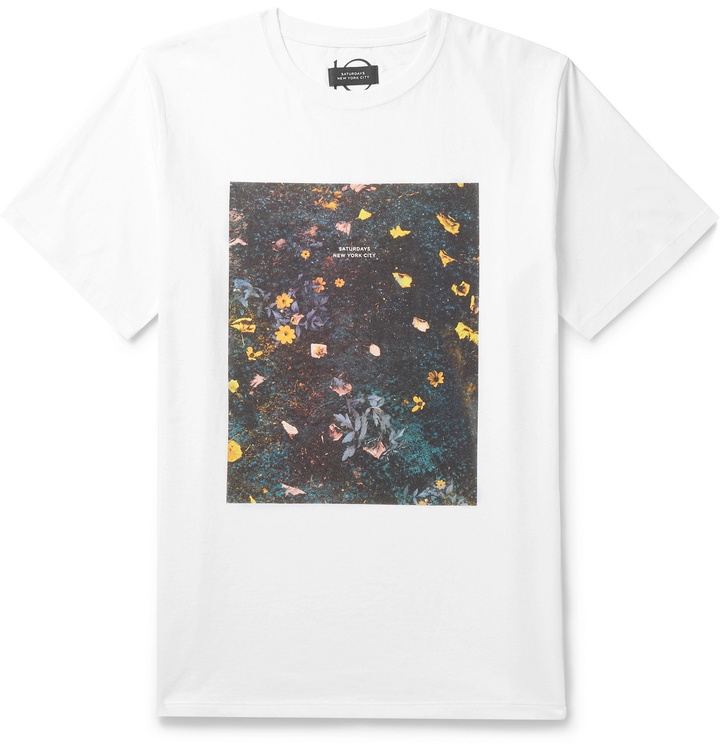 Photo: Saturdays NYC - Transition Printed Cotton-Jersey T-Shirt - White