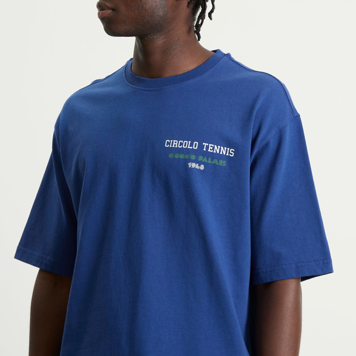 Diadora Men's x Palmes Legcay II T-Shirt in Blue Limonges