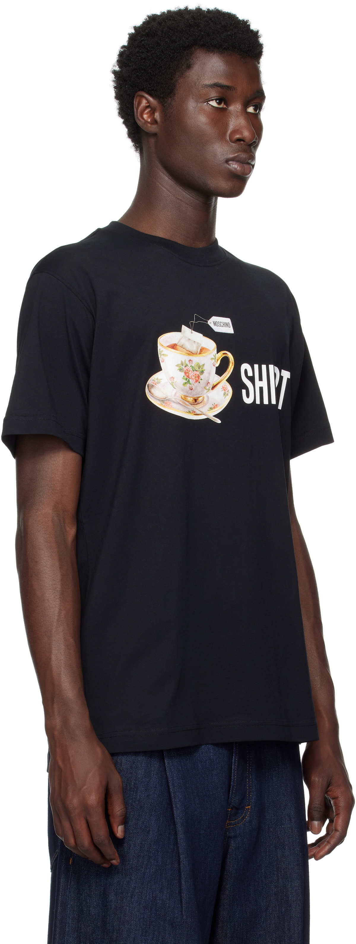 Moschino Black Printed Organic Cotton T-shirt