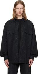 BALMAIN Black Monogram Denim Overshirt