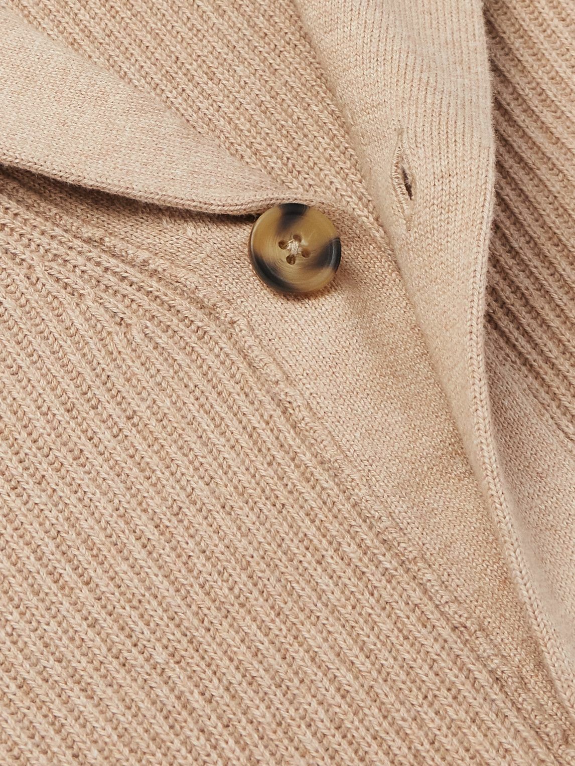 Hartford - Shawl-Collar Ribbed Cotton and Cashmere-Blend Cardigan - Neutrals