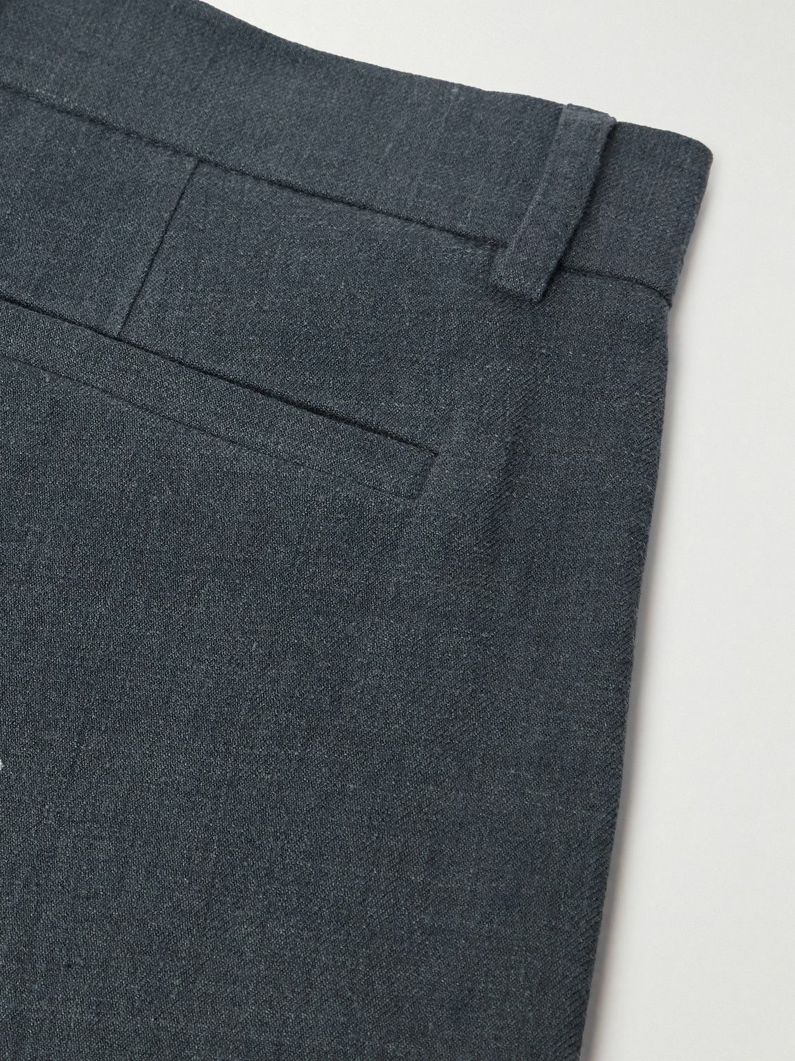 De Bonne Facture - Straight-Leg Pleated Linen and Wool-Blend Suit Trousers - Gray