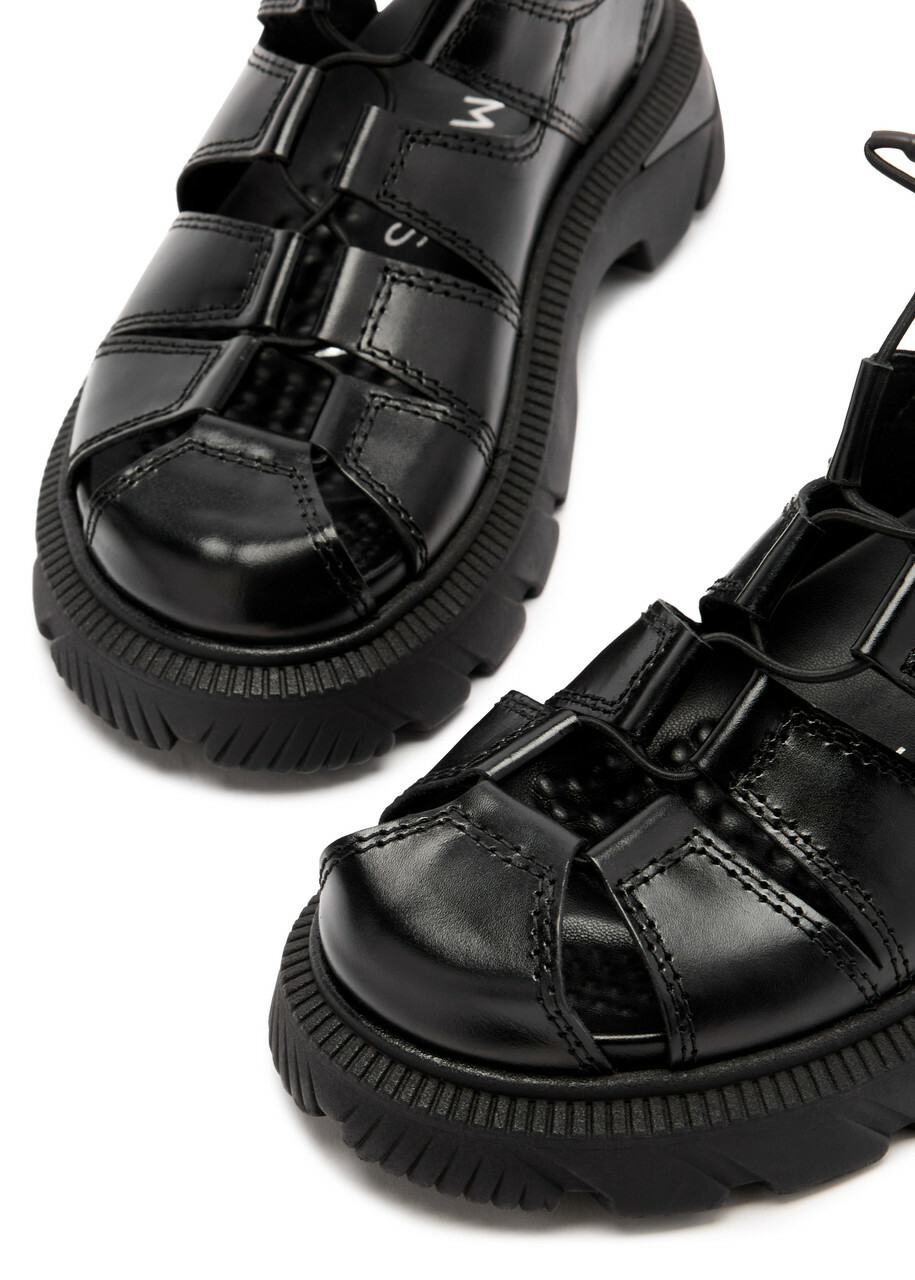 Miista Eunice Cut-out Leather Sandals Black