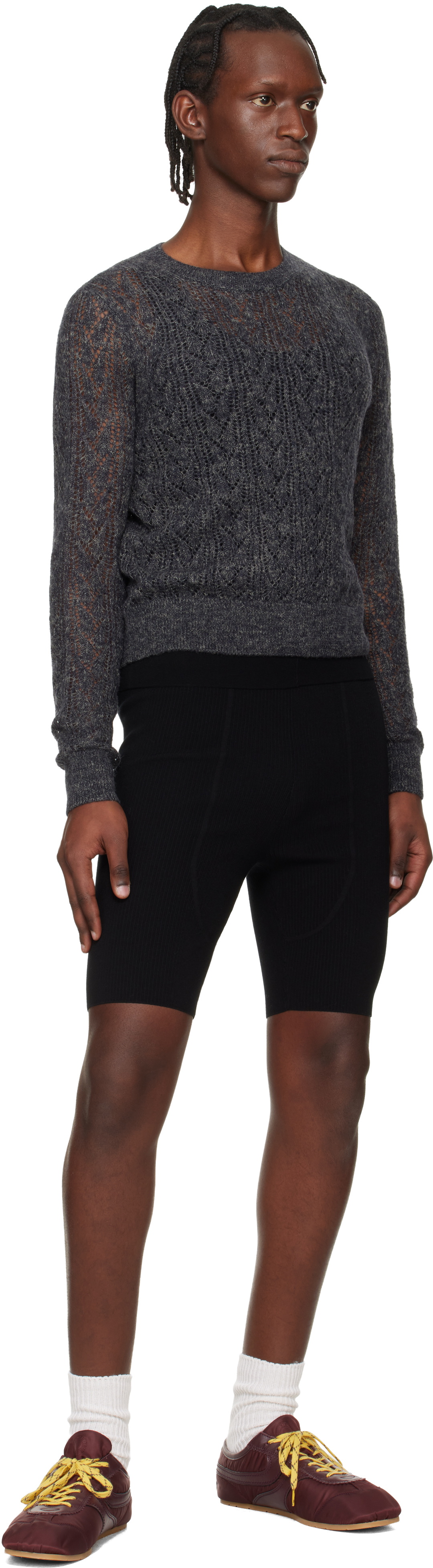 Dries Van Noten Black Rib Knit Biker Shorts