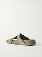 LOEWE - Paula's Ibiza Ease Buckled Brushed-Suede Slides - Green