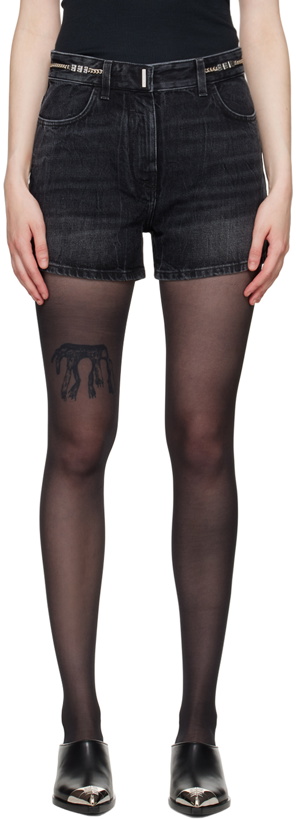 Photo: Givenchy Black Curb Chain Denim Shorts