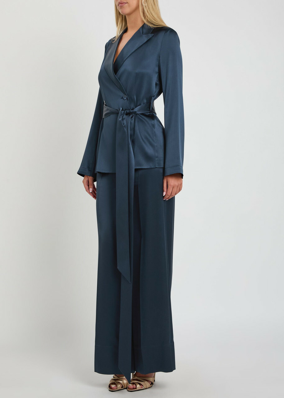 Joseph Archer Belted Wrap Silk Jacket Indigo