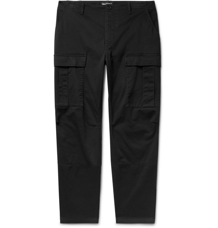 Photo: Balenciaga - Slim-Fit Cotton-Twill Cargo Trousers - Black