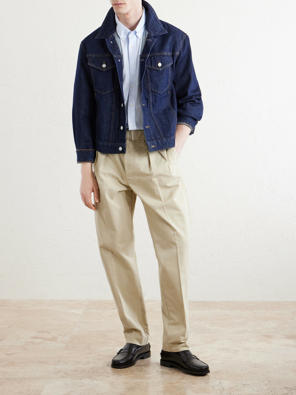 Officine Générale - Straight-Leg Pleated Cotton-Twill Chinos - Neutrals