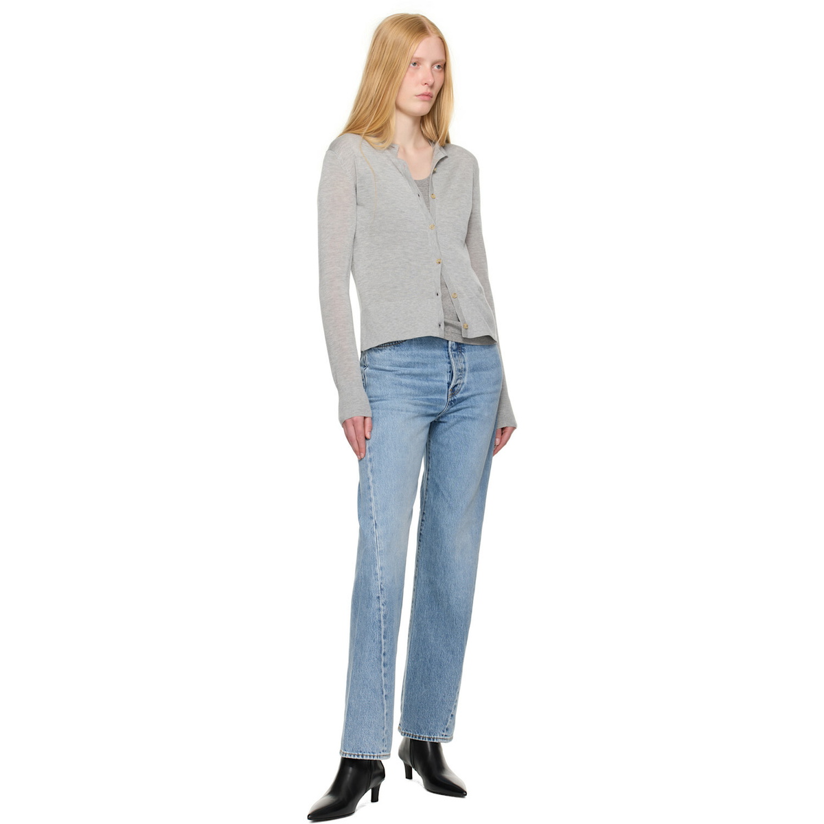 TOTEME Gray Fine Knit Cardigan