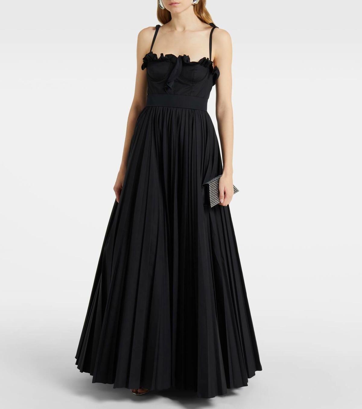 Giambattista Valli Ruched pleated cotton gown
