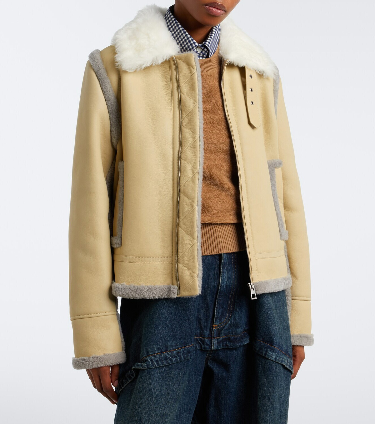 Loewe Shearling-trimmed leather jacket