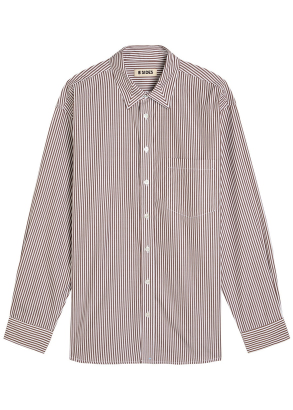 Photo: B Sides Nolan Striped Cotton-poplin Shirt Brown