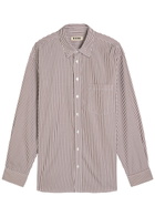 B Sides Nolan Striped Cotton-poplin Shirt Brown
