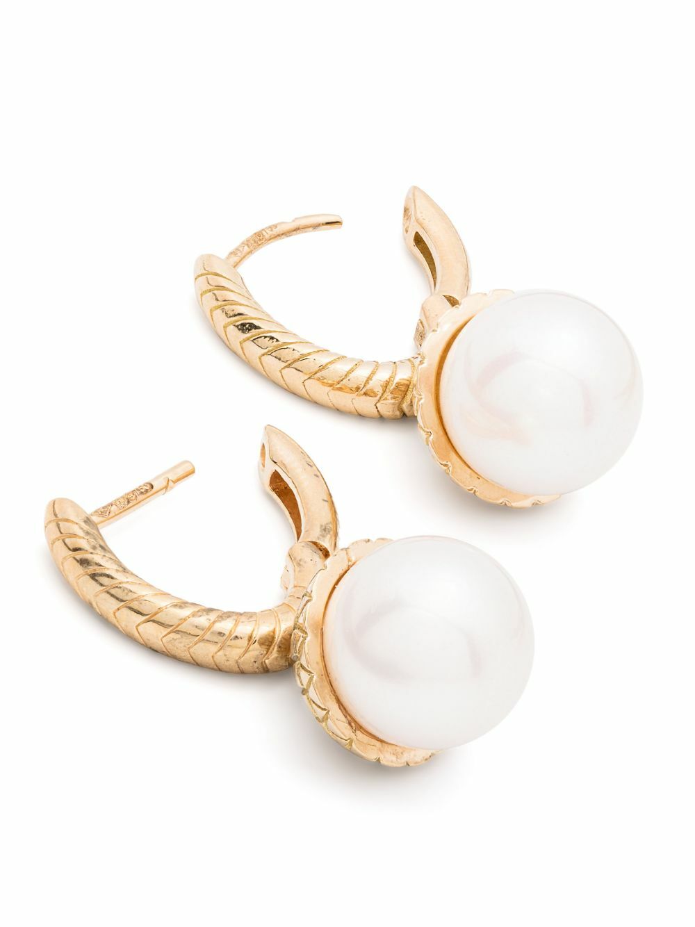 Harwell Godfrey 18K Yellow Gold Pearl Drop Hoop Earrings