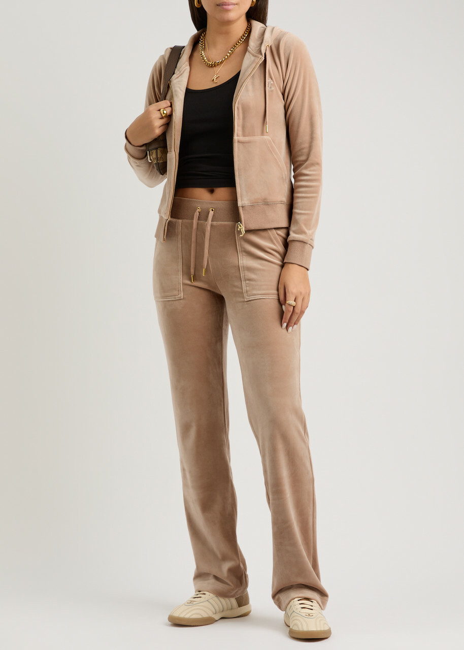 Juicy Couture Robertson Hooded Velour Sweatshirt Caramel